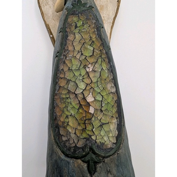 Christmas Holiday Angel Holding Star Blue Resin Mosaic Stained Glass Home Decor - Picture 8 of 16